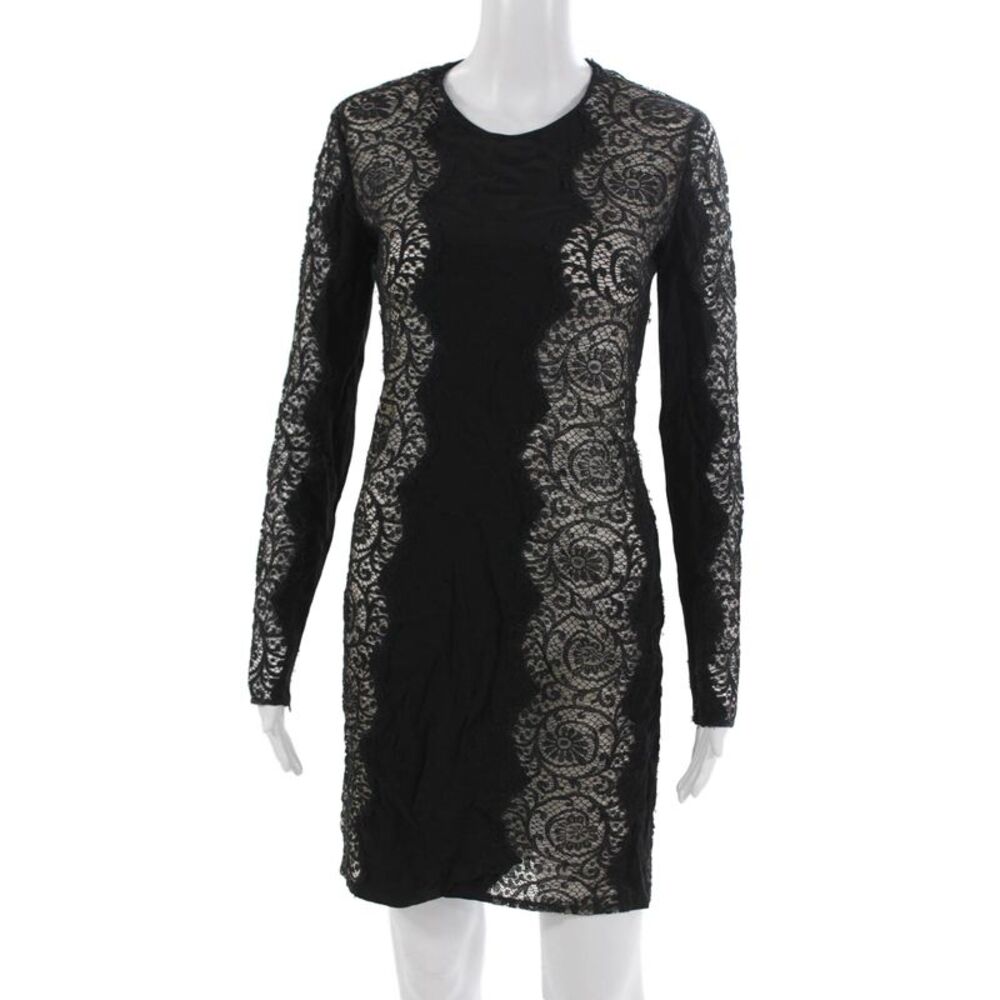 Stella McCartney Womens Black Sheath Dress Long Sleeve Nylon Blend Size 4